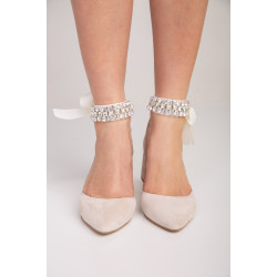 Sandále s ozdobným zapínaním Comfort svetlo béžový semiš