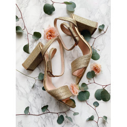 Sandále Crystal zlatý brokát Sandále Crystal zlatý brokát