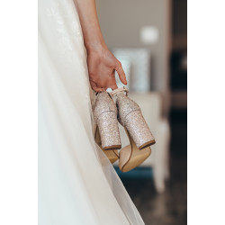 Sandále Sandra 8 béžový semiš, trblietky Sandále Sandra 8 béžový semiš, trblietky