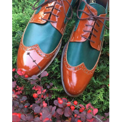 Pánske celokožené topánky Witt Brogsy, hnedo zelené