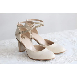 Sandále Witt 196 ekokoža latte / tanečné zapínanie zlaté