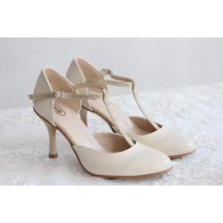 Sandále Witt 196 ekokoža latte / pozdĺžne zapínanie zlaté