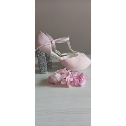 Sandále Witt K2/197, ružový semiš, trblietavý podpätok